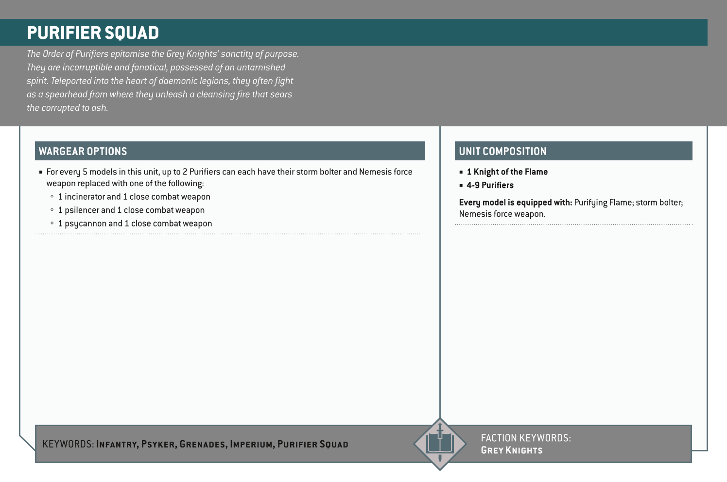 Purifier Squad Options