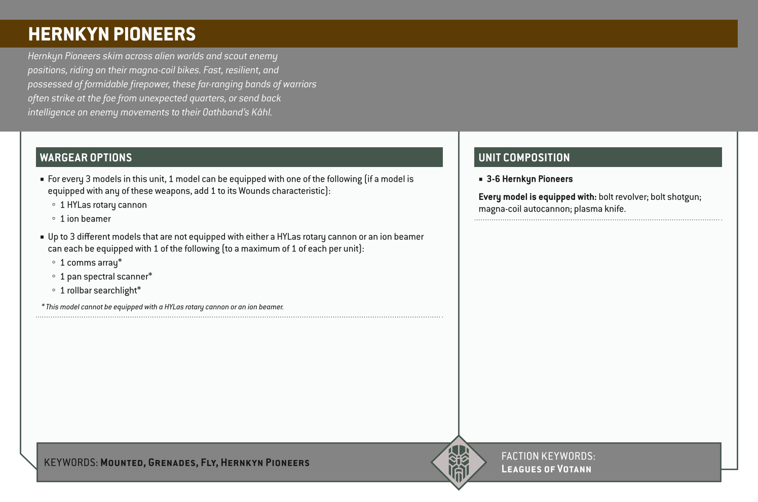 Hernkyn Pioneers Options