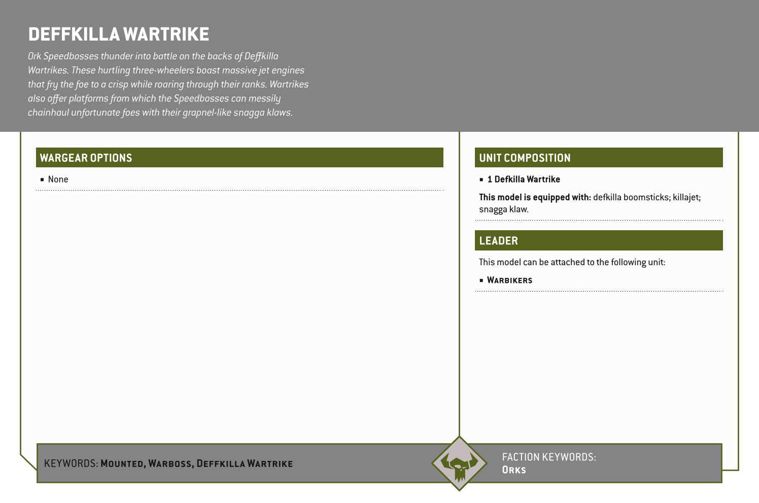 Deffkilla Wartrike Options