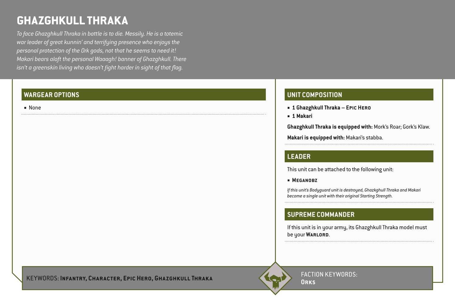 Ghazghkull Thraka Options