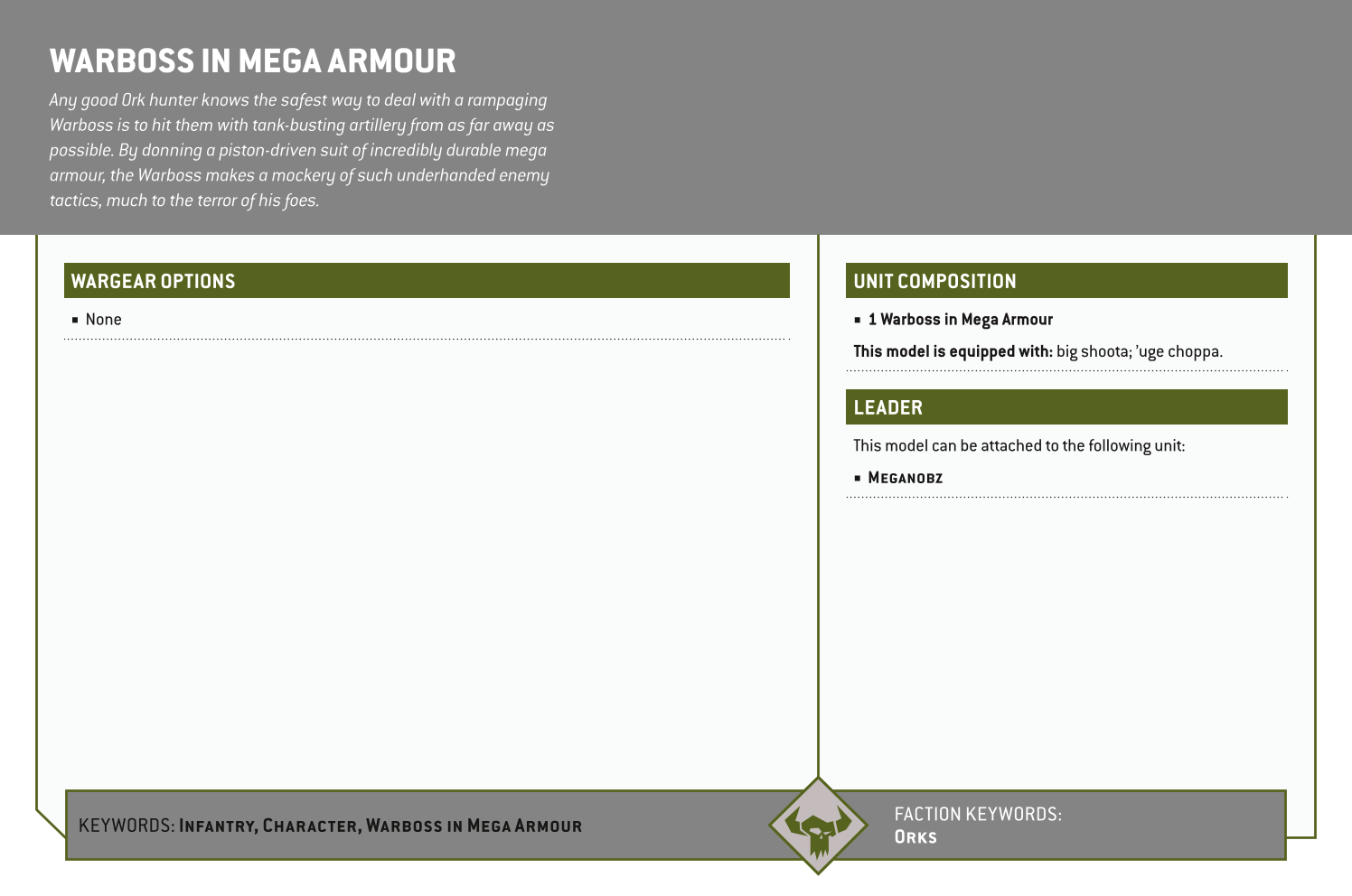 Warboss In Mega Armour Options