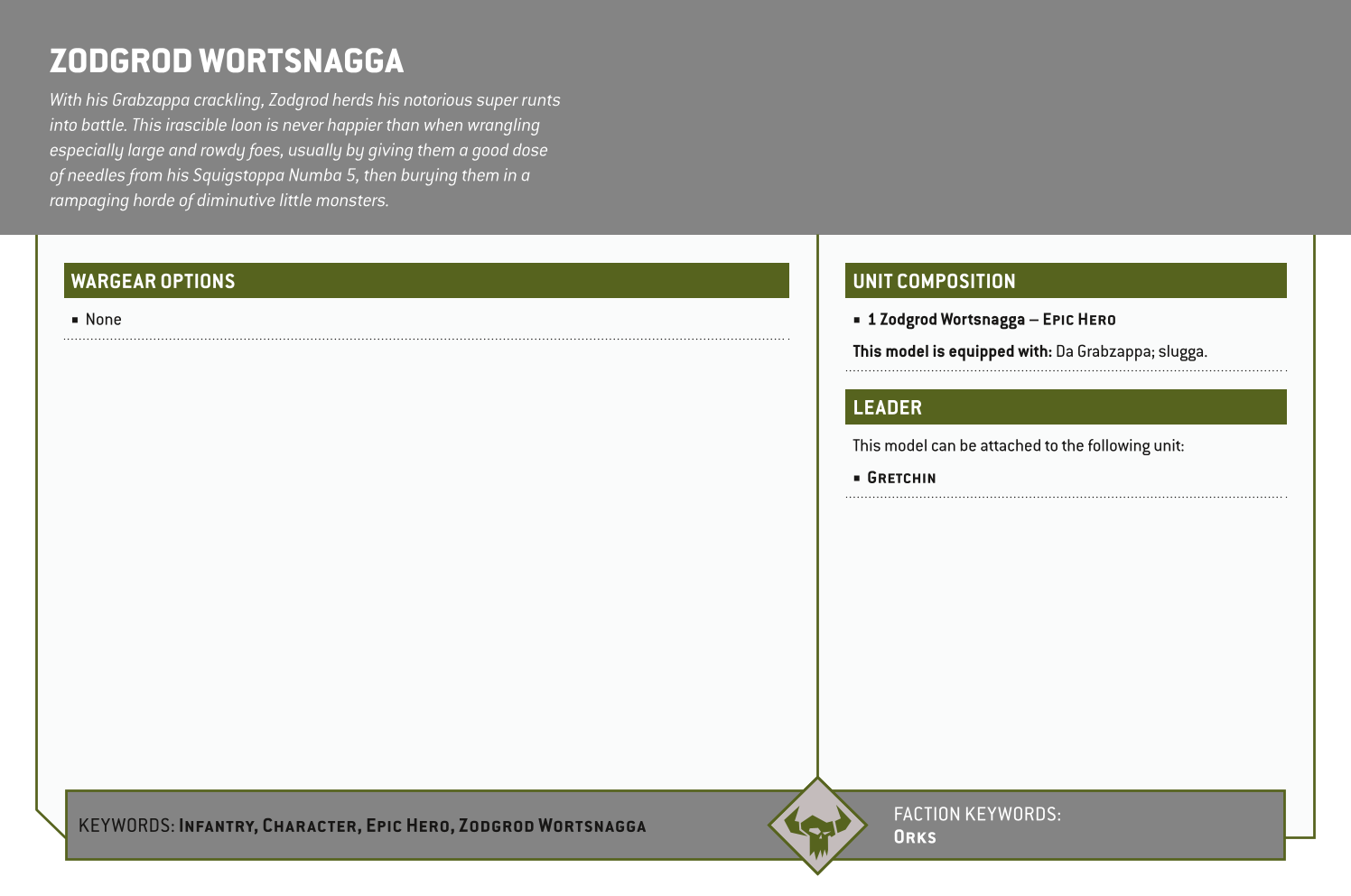 Zodgrod Wortsnagga Options