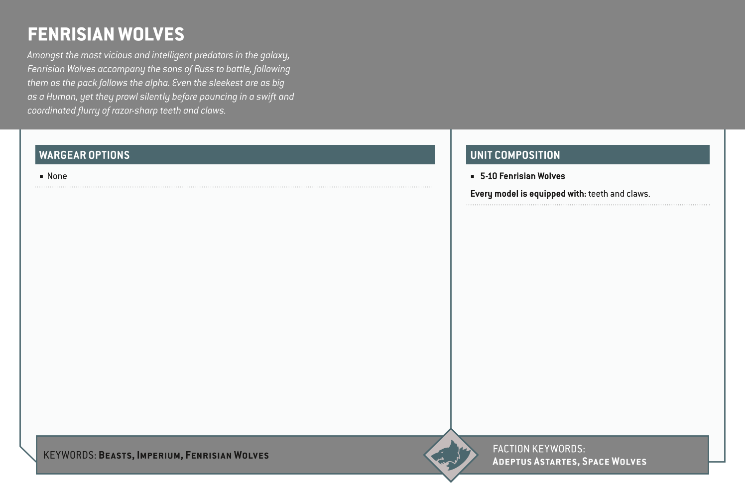 Fenrisian Wolves Options