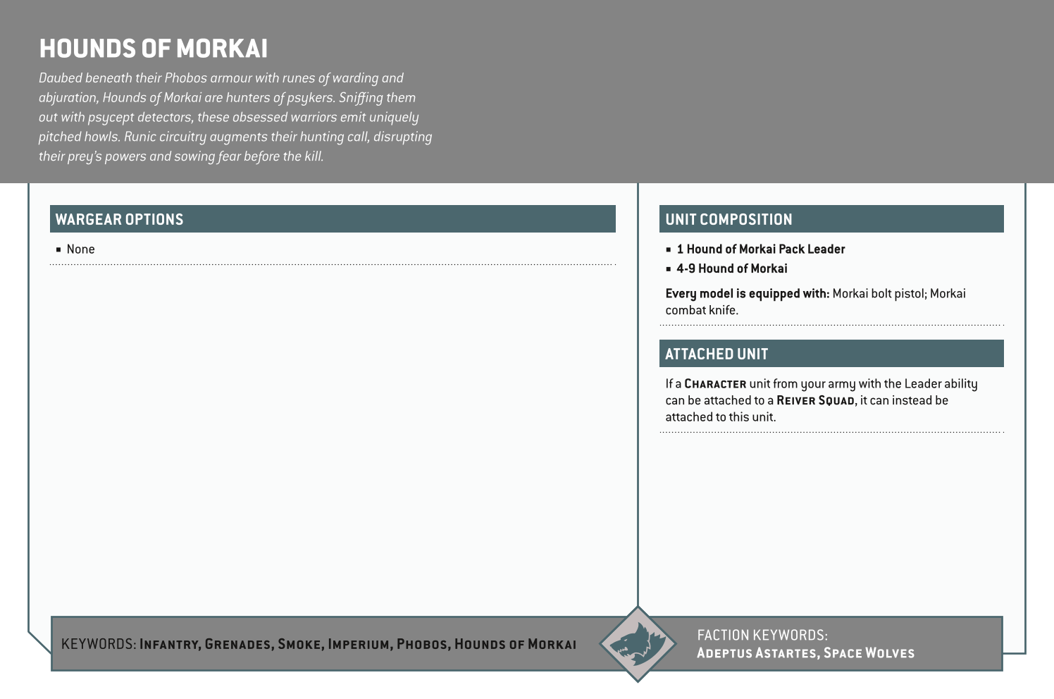 Hounds Of Morkai Options