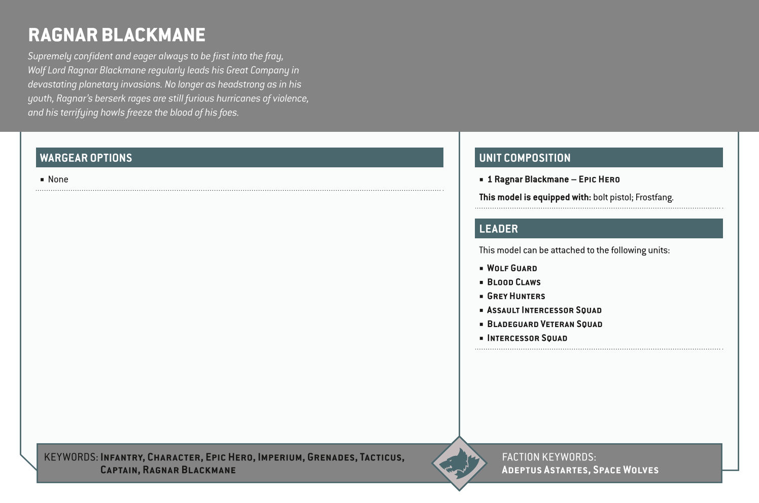 Ragnar Blackmane Options