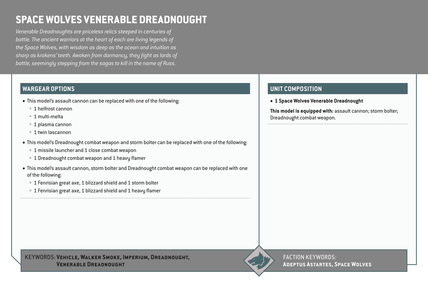 Space Wolves Venerable Dreadnought Options
