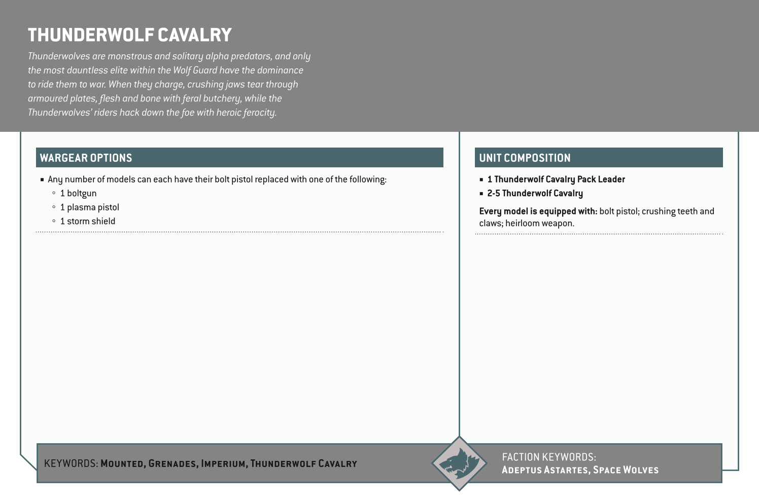 Thunderwolf Cavalry Options