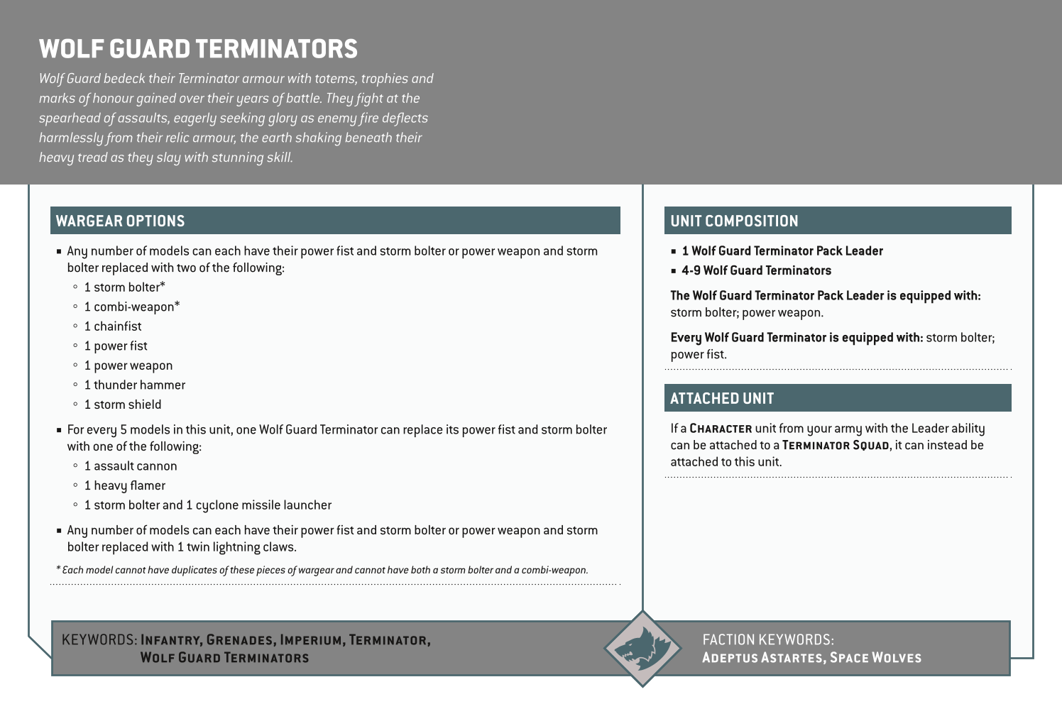 Wolf Guard Terminators Options