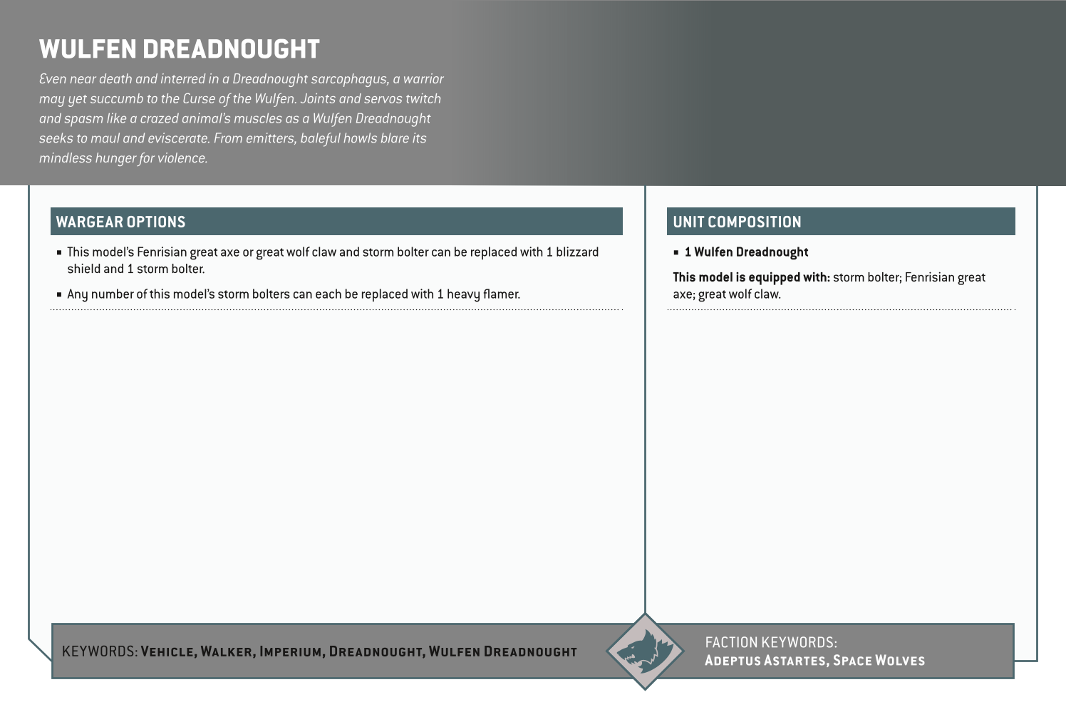 Wulfen Dreadnought Options