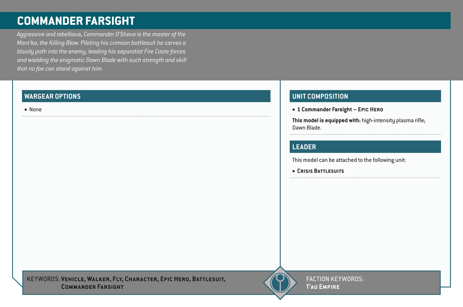 Commander Farsight Options