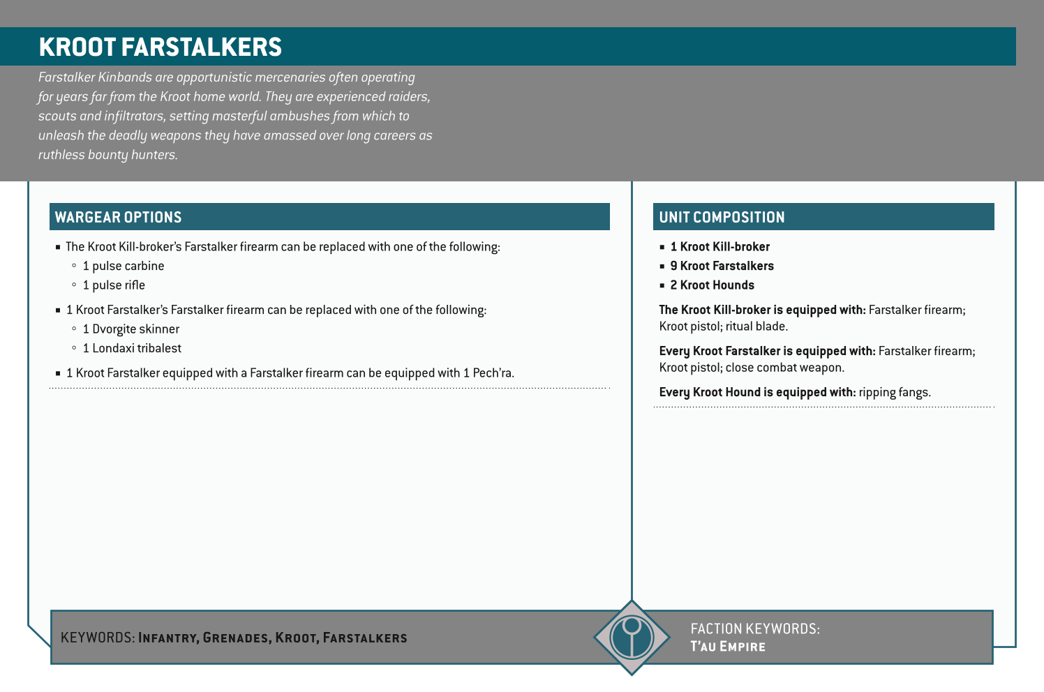 Kroot Farstalkers Options