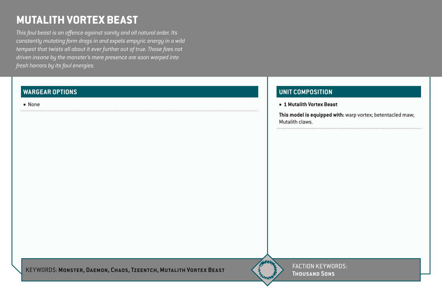 Mutalith Vortex Beast Options