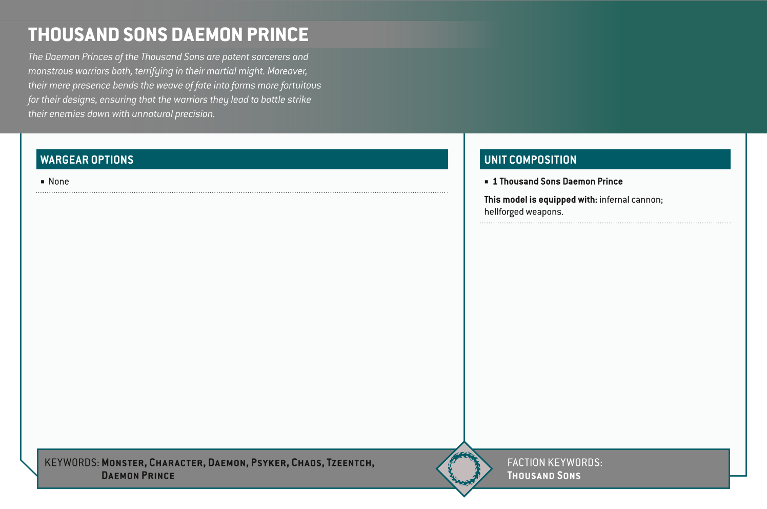 Thousand Sons Daemon Prince Options