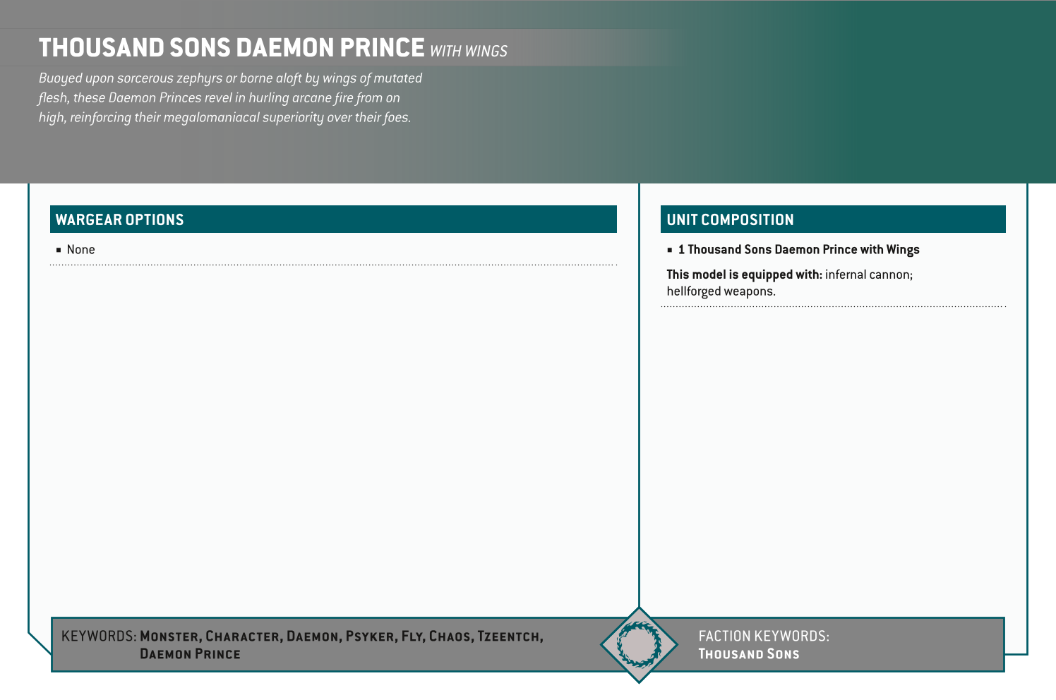 Thousand Sons Daemon Prince With Wings Options