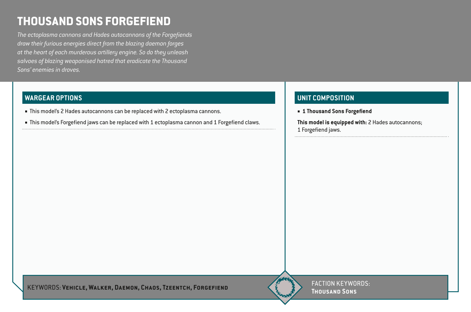 Thousand Sons Forgefiend Options