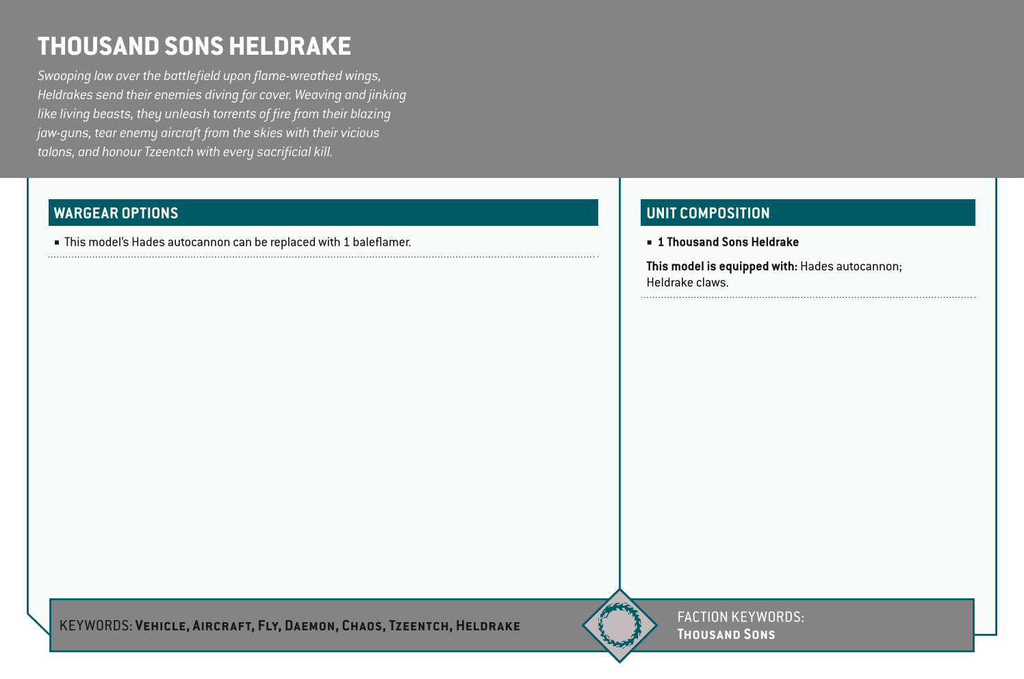 Thousand Sons Heldrake Options