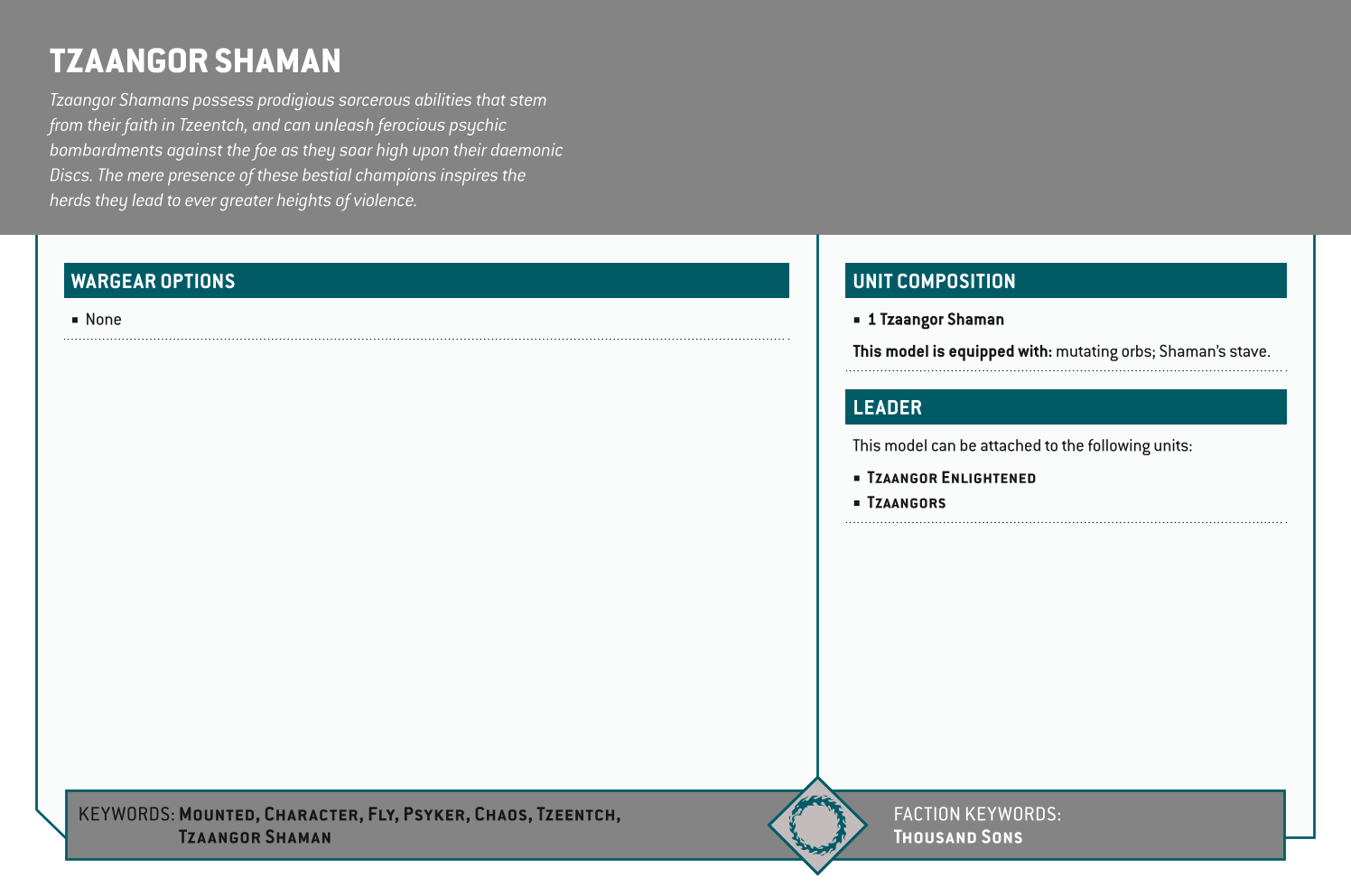 Tzaangor Shaman Options