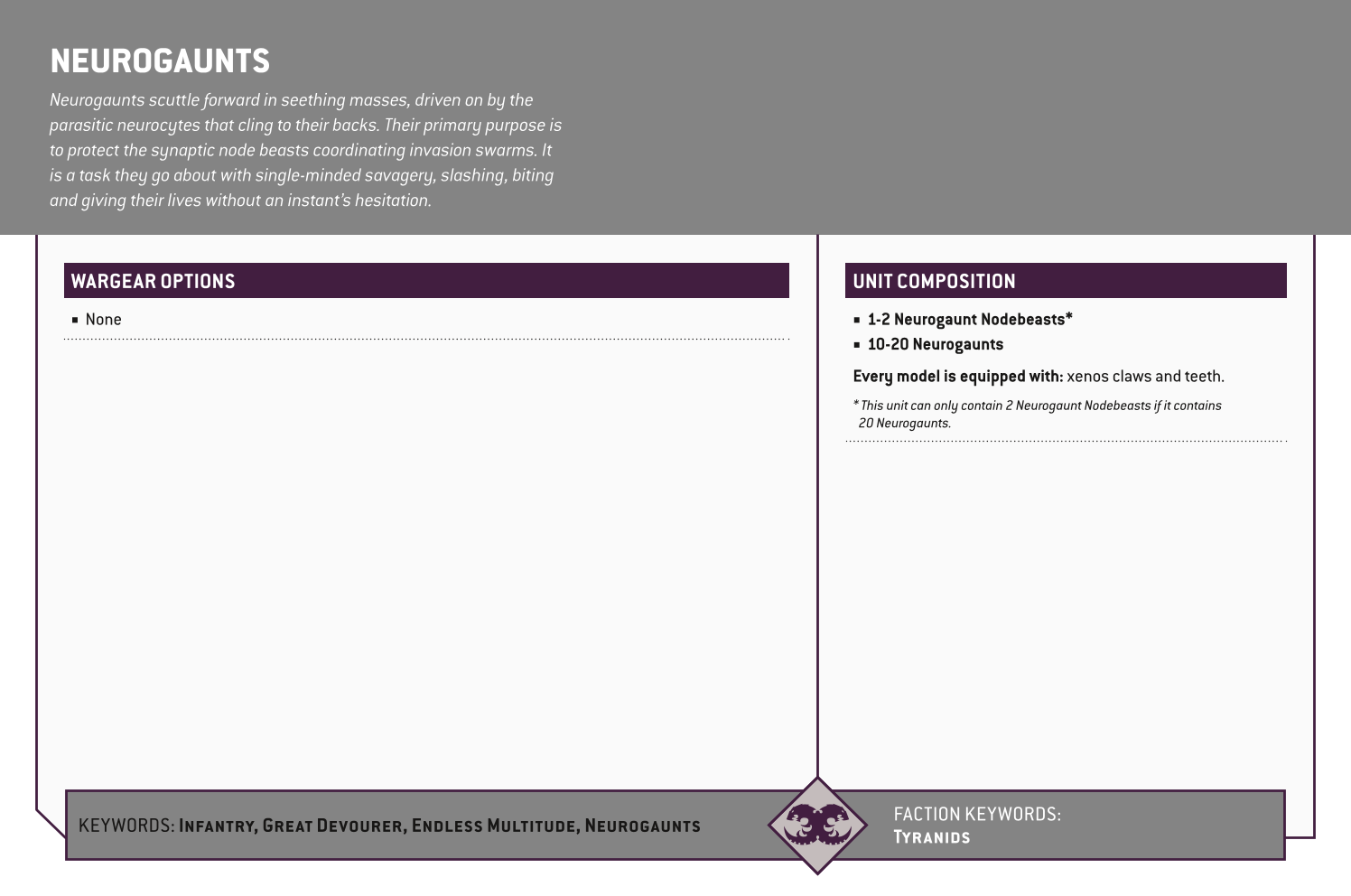 Neurogaunts Options