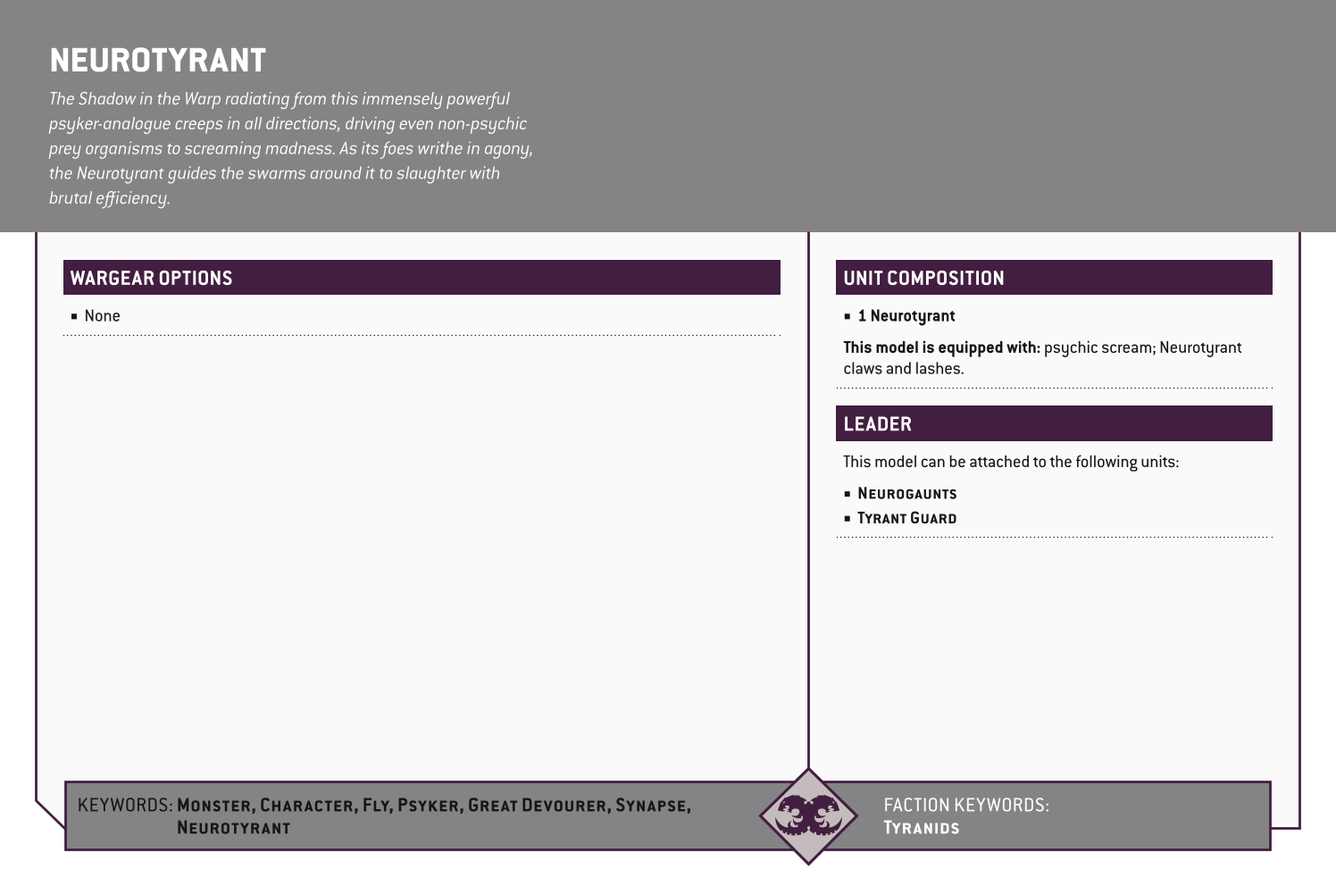 Neurotyrant Options