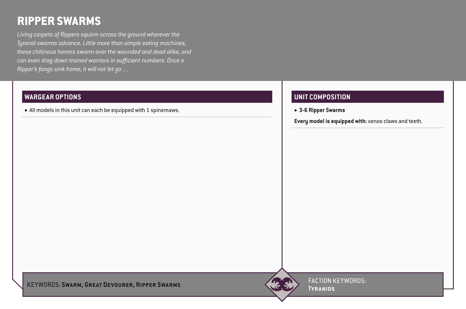 Ripper Swarms Options