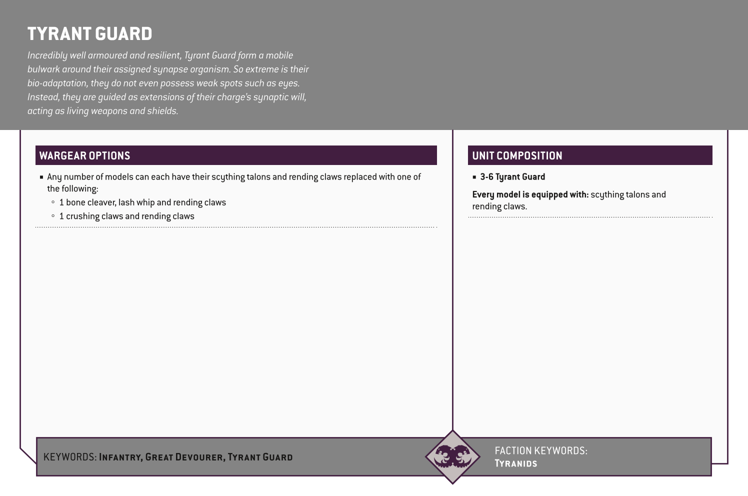 Tyrant Guard Options
