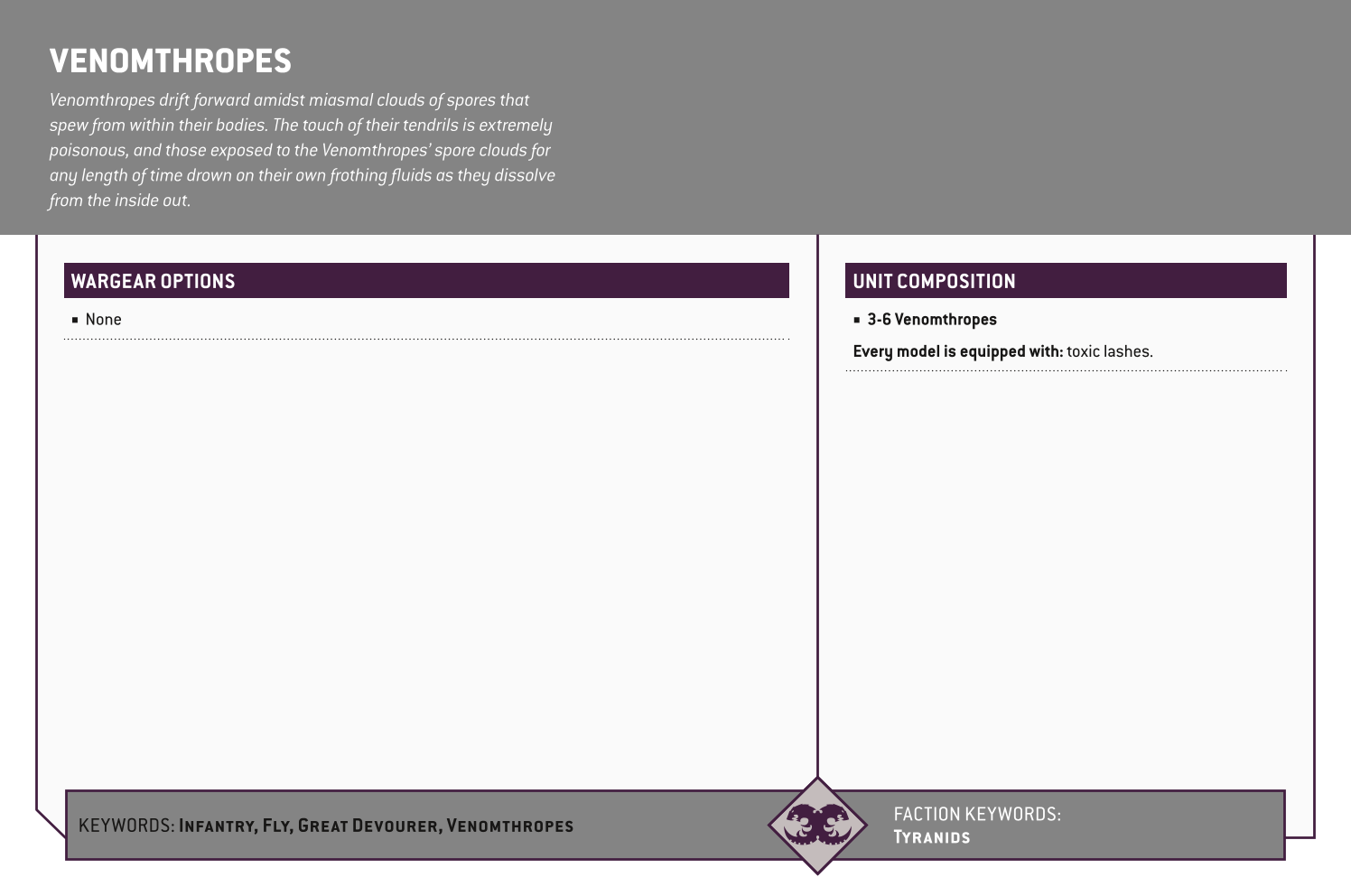 Venomthropes Options