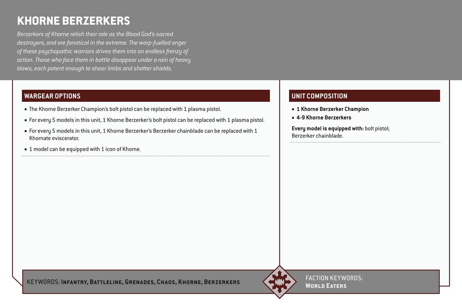 Khorne Berzerkers Options