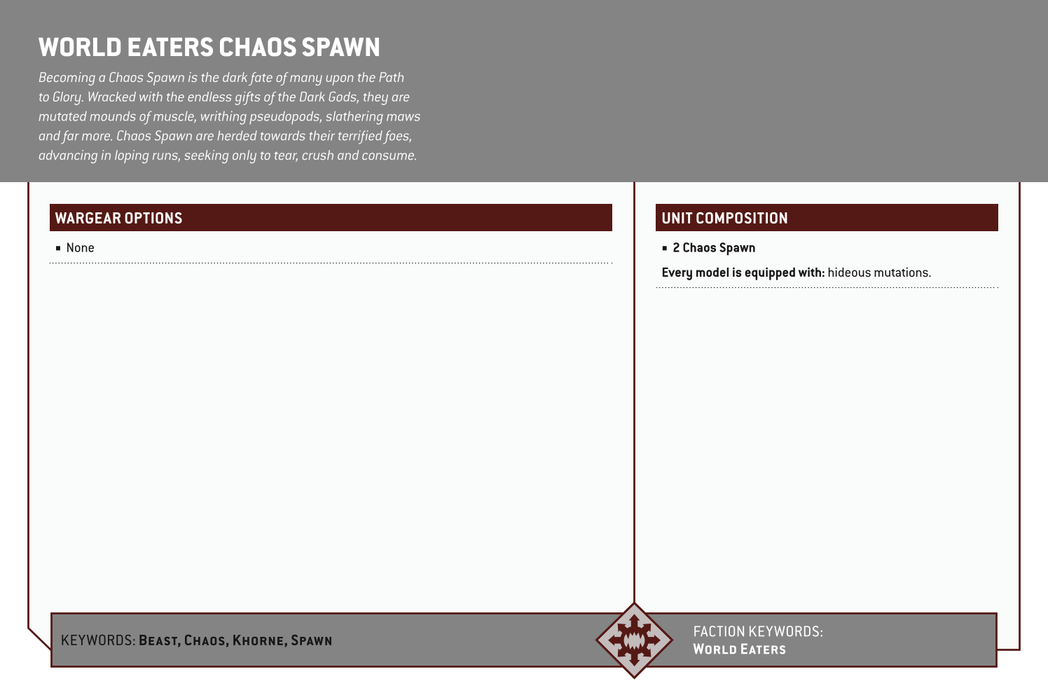 World Eaters Chaos Spawn Options