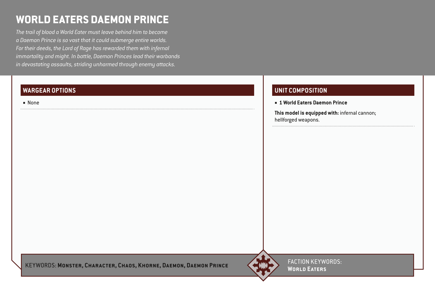 World Eaters Daemon Prince Options