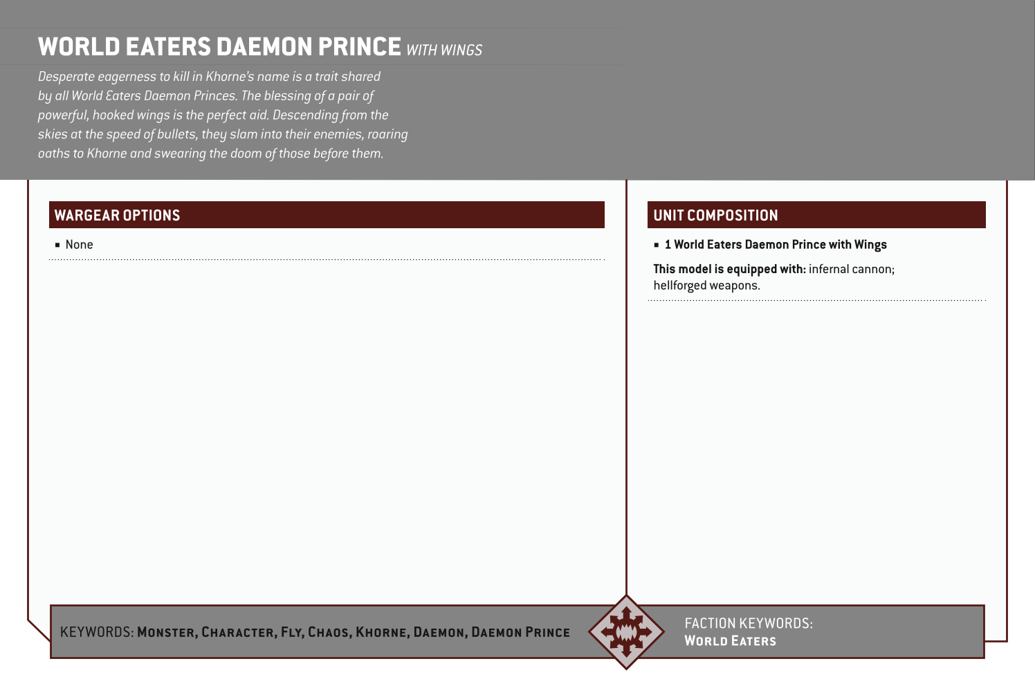 World Eaters Daemon Prince With Wings Options