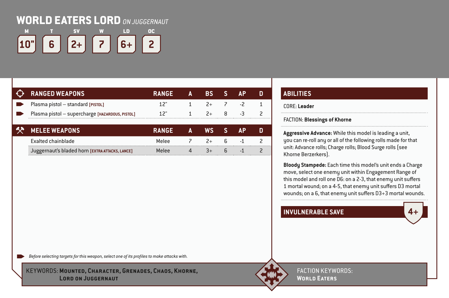 World Eaters Lord On Juggernaut