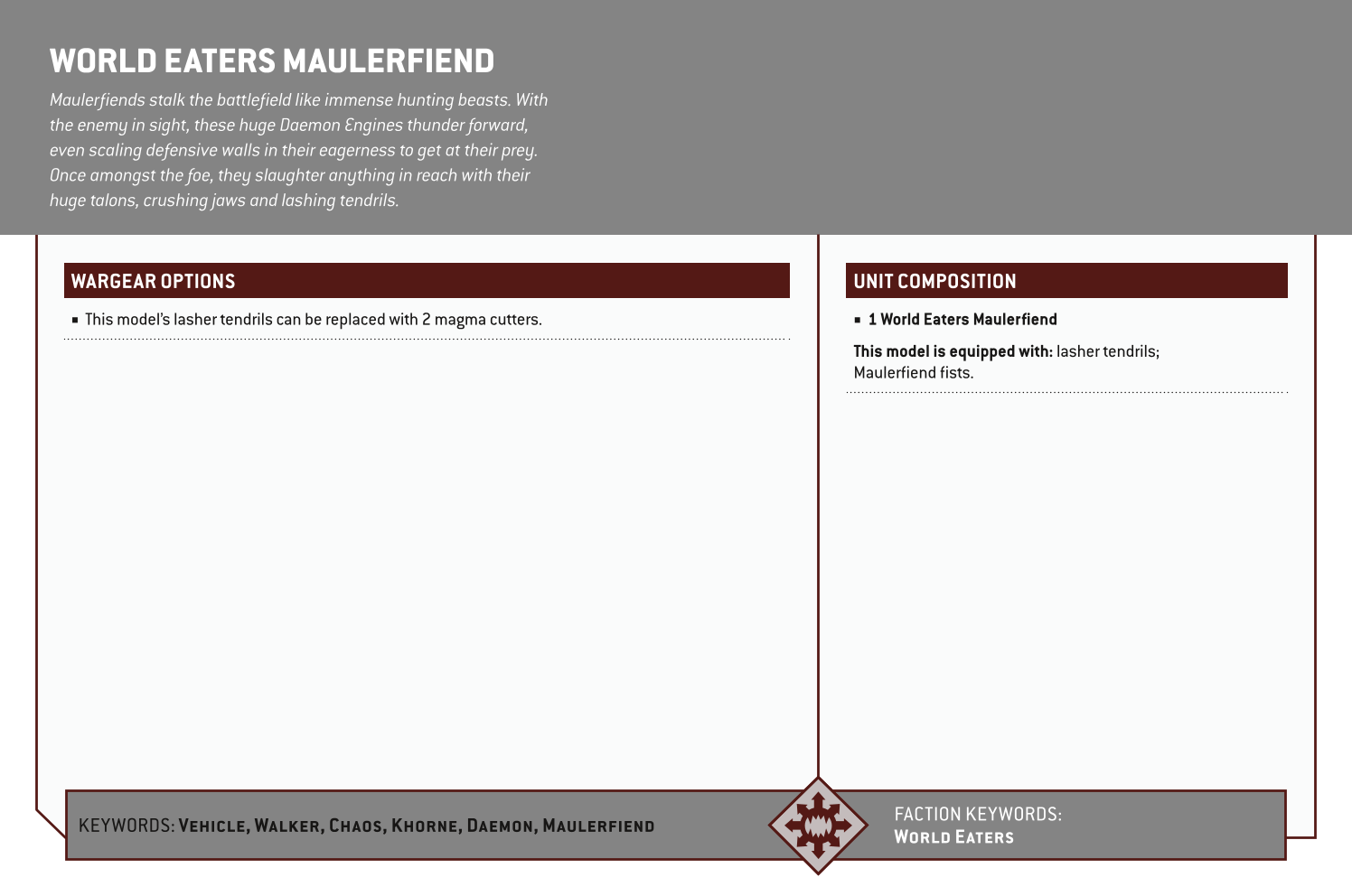 World Eaters Maulerfiend Options