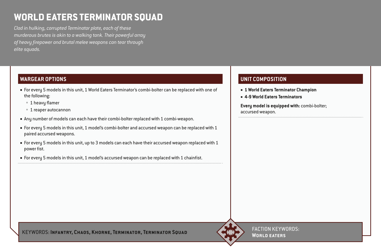 World Eaters Terminator Squad Options